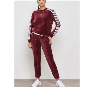 Adidas Originals Burgundy Velour BB Track Pant. Size/S